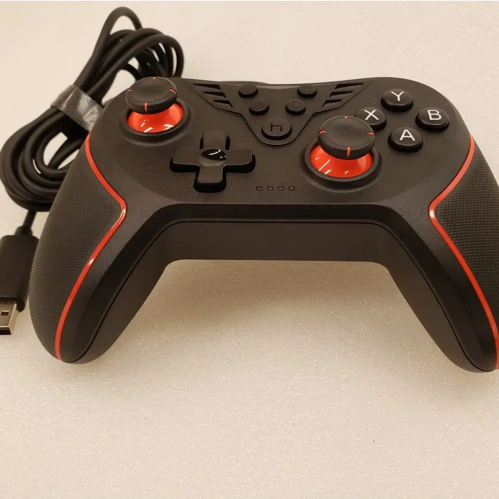 T43 Wired Controller for Switch, PC, and TV with Ergonomic Grip (Black/Red)